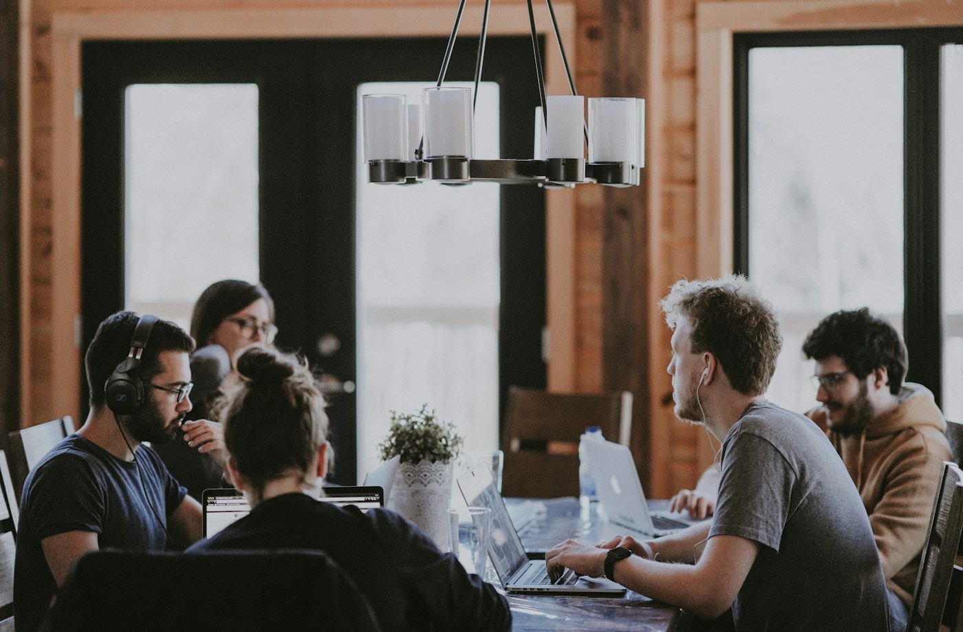 Business team working together in an office